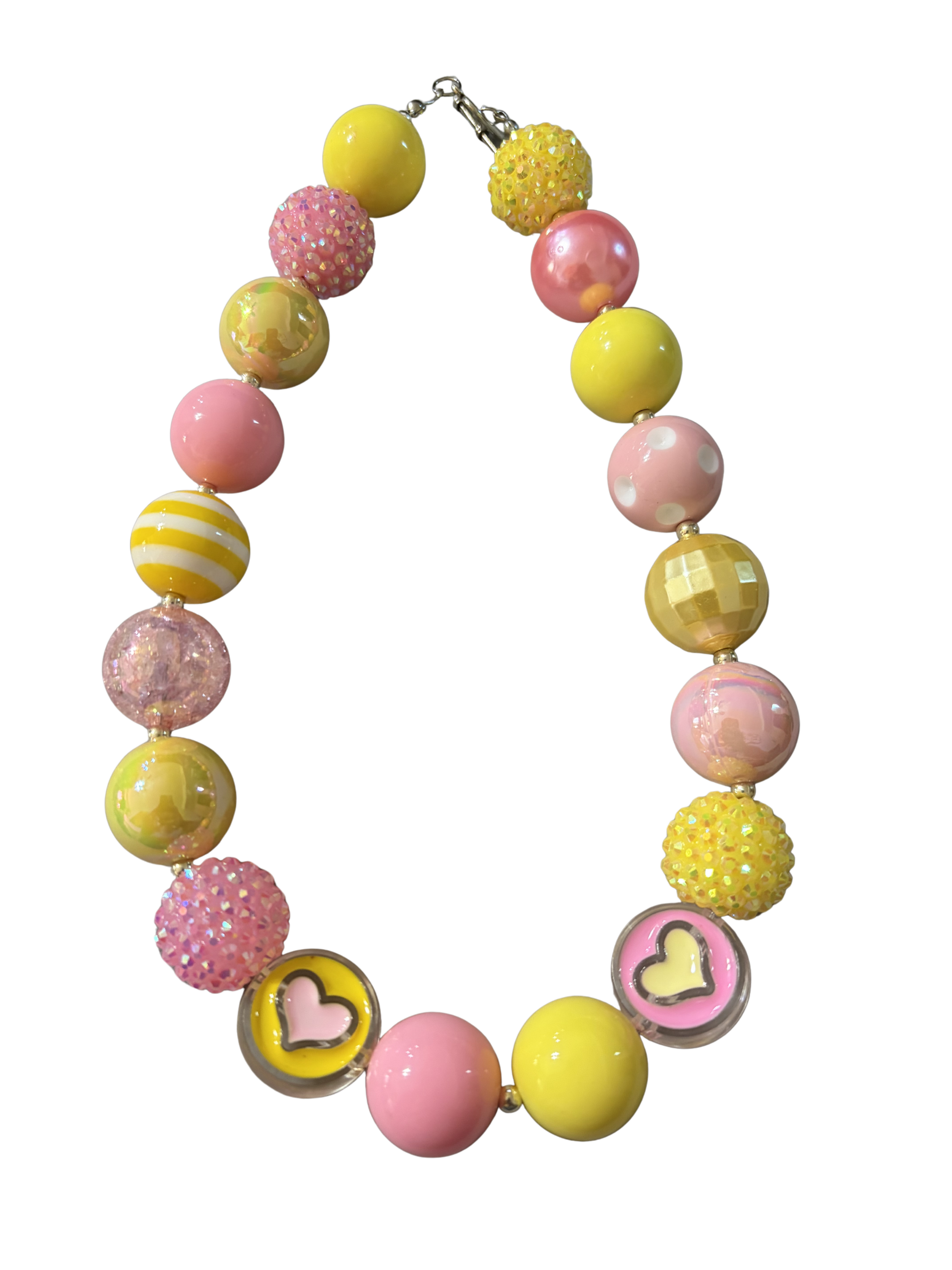 Pink Lemonade Hearts Bubblegum 17" Necklace