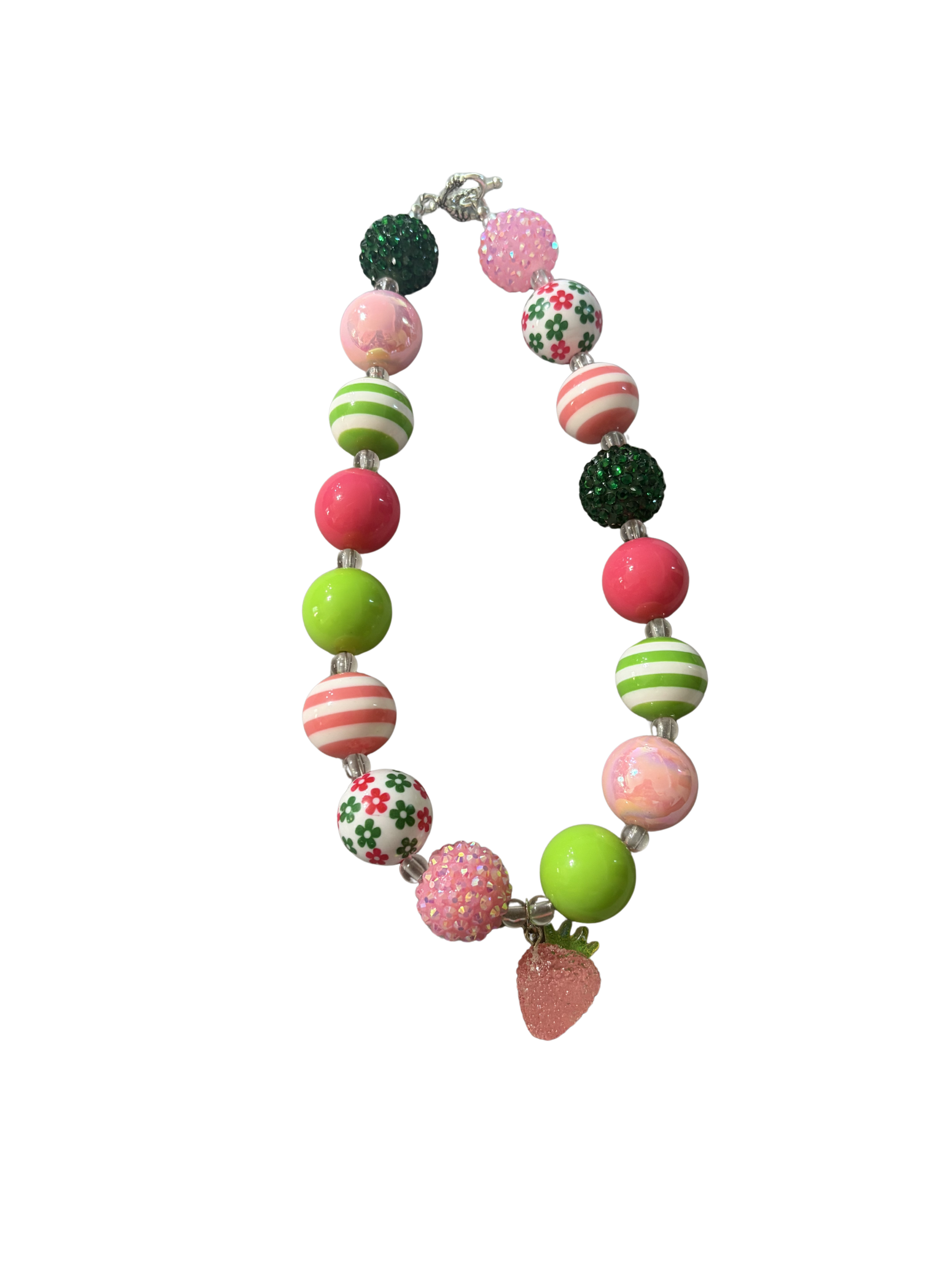 Strawberry Field Bubblegum Bead 16" Necklace